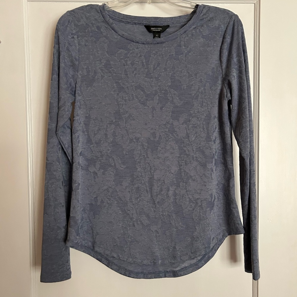 3 Vera Wang tops in lavender, blue and blue and green print in XS